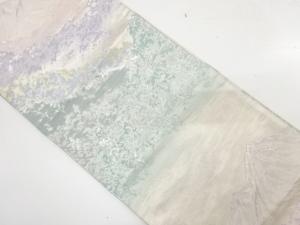 遠山に樹木風景模様織り出し　袋帯